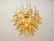 Load image into Gallery viewer, 70s Italian-Style Amber Glass Petal Chandelier
