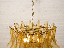 Load image into Gallery viewer, 70s Italian-Style Amber Glass Petal Chandelier
