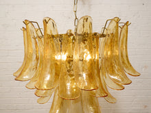 Load image into Gallery viewer, 70s Italian-Style Amber Glass Petal Chandelier
