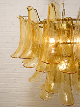 Load image into Gallery viewer, 70s Italian-Style Amber Glass Petal Chandelier
