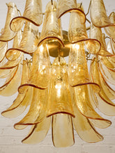 Load image into Gallery viewer, 70s Italian-Style Amber Glass Petal Chandelier
