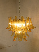 Load image into Gallery viewer, 70s Italian-Style Amber Glass Petal Chandelier
