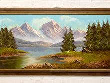 Load image into Gallery viewer, Vintage Signed Mountain Lake Landscape Painting by B. America
