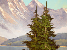 Load image into Gallery viewer, Vintage Signed Mountain Lake Landscape Painting by B. America
