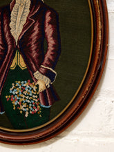 Load image into Gallery viewer, Vintage Framed Colonial Gentleman Needlepoint Portrait
