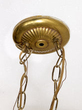 Load image into Gallery viewer, Pair of Vintage Faceted Glass Globe Pendant Lights with Ornate Brass Caps
