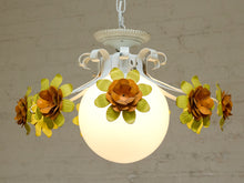 Load image into Gallery viewer, Vintage and Orange Flower Chandelier 1960s
