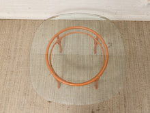 Load image into Gallery viewer, Vintage Bamboo-Style Orange Round Dining Table with Glass Top

