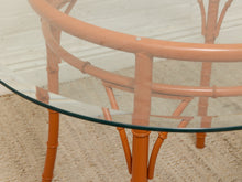 Load image into Gallery viewer, Vintage Bamboo-Style Orange Round Dining Table with Glass Top
