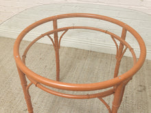 Load image into Gallery viewer, Vintage Bamboo-Style Orange Round Dining Table with Glass Top

