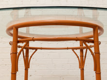 Load image into Gallery viewer, Vintage Bamboo-Style Orange Round Dining Table with Glass Top
