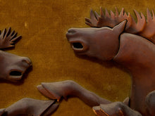 Load image into Gallery viewer, Vintage Mid-Century Carved Wood Running Horses Wall Sculpture

