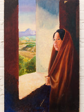Load image into Gallery viewer, Vintage Southwestern Portrait Painting of a Young Woman
