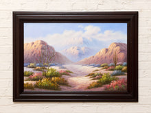 Load image into Gallery viewer, Vintage California Desert Landscape Painting with Cactus and Mountain View
