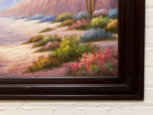 Load image into Gallery viewer, Vintage California Desert Landscape Painting with Cactus and Mountain View
