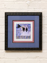 Load image into Gallery viewer, Lavender Stroll Framed Figurative Print with Blue and Pink Matting
