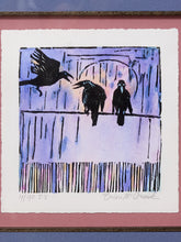 Load image into Gallery viewer, Lavender Stroll Framed Figurative Print with Blue and Pink Matting
