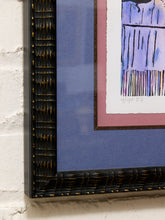 Load image into Gallery viewer, Lavender Stroll Framed Figurative Print with Blue and Pink Matting
