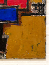 Load image into Gallery viewer, Cobalt and Crimson Geometric Abstract Painting with Ochre and Black
