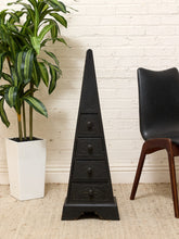 Load image into Gallery viewer, Vintage Asian Carved Wood Pagoda Jewelry Chest with Drawers
