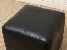 Load image into Gallery viewer, Vintage Black Leather Patchwork Cube Ottoman
