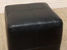 Load image into Gallery viewer, Vintage Black Leather Patchwork Cube Ottoman
