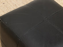Load image into Gallery viewer, Vintage Black Leather Patchwork Cube Ottoman
