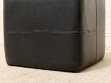 Load image into Gallery viewer, Vintage Black Leather Patchwork Cube Ottoman
