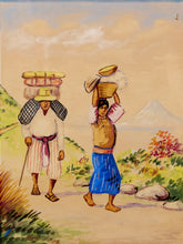 Load image into Gallery viewer, Framed Folk Art Market Women Landscape Painting
