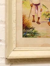 Load image into Gallery viewer, Framed Folk Art Market Women Landscape Painting
