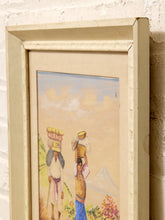 Load image into Gallery viewer, Framed Folk Art Market Women Landscape Painting
