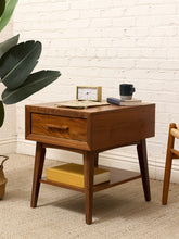 Load image into Gallery viewer, Mid-Century Modern Walnut Nightstand with Single Drawer
