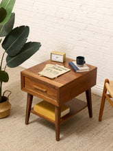 Load image into Gallery viewer, Mid-Century Modern Walnut Nightstand with Single Drawer
