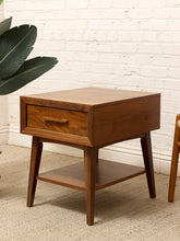 Load image into Gallery viewer, Mid-Century Modern Walnut Nightstand with Single Drawer
