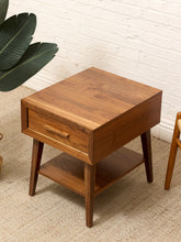 Load image into Gallery viewer, Mid-Century Modern Walnut Nightstand with Single Drawer
