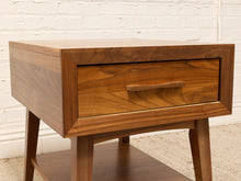 Load image into Gallery viewer, Mid-Century Modern Walnut Nightstand with Single Drawer
