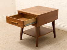 Load image into Gallery viewer, Mid-Century Modern Walnut Nightstand with Single Drawer
