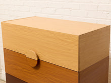 Load image into Gallery viewer, Modern Two-Tone Wood Five-Drawer Tall Dresser with Sculptural Half-Moon Pulls
