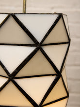 Load image into Gallery viewer, Pair of Vintage Geometric Stained Glass Hanging Pendant Lights
