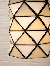 Load image into Gallery viewer, Pair of Vintage Geometric Stained Glass Hanging Pendant Lights

