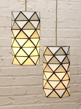 Load image into Gallery viewer, Pair of Vintage Geometric Stained Glass Hanging Pendant Lights
