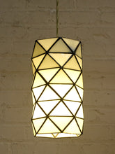 Load image into Gallery viewer, Pair of Vintage Geometric Stained Glass Hanging Pendant Lights
