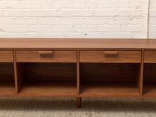 Load image into Gallery viewer, Boston Handcrafted, Walnut Low Credenza with Drawers and Open Storage
