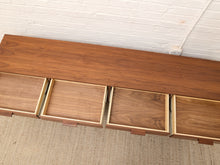 Load image into Gallery viewer, Boston Handcrafted, Walnut Low Credenza with Drawers and Open Storage
