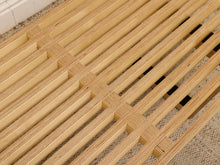 Load image into Gallery viewer, Handmade Modern Slatted Wood Bench with Sculptural Base
