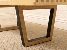 Load image into Gallery viewer, Handmade Modern Slatted Wood Bench with Sculptural Base

