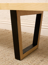 Load image into Gallery viewer, Handmade Modern Slatted Wood Bench with Sculptural Base
