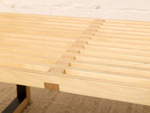 Load image into Gallery viewer, Handmade Modern Slatted Wood Bench with Sculptural Base
