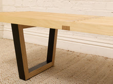 Load image into Gallery viewer, Handmade Modern Slatted Wood Bench with Sculptural Base
