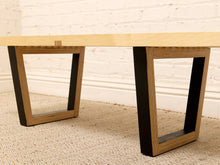 Load image into Gallery viewer, Handmade Modern Slatted Wood Bench with Sculptural Base
